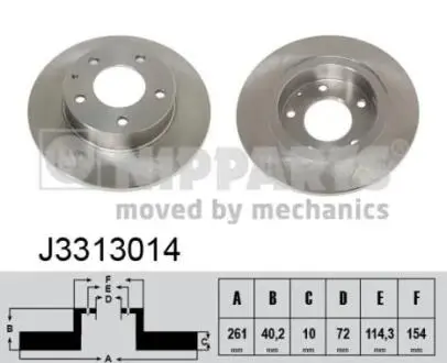 J3313014 Тормозной диск NIPPARTS подбор по vin на Brocar