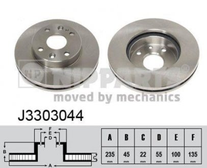 J3303044 Тормозной диск NIPPARTS підбір по vin на Brocar