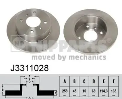 J3311028 Тормозной диск NIPPARTS підбір по vin на Brocar