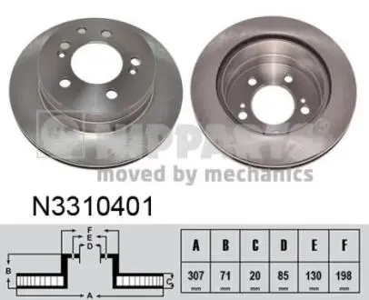 N3310401 Гальмівний диск NIPPARTS підбір по vin на Brocar