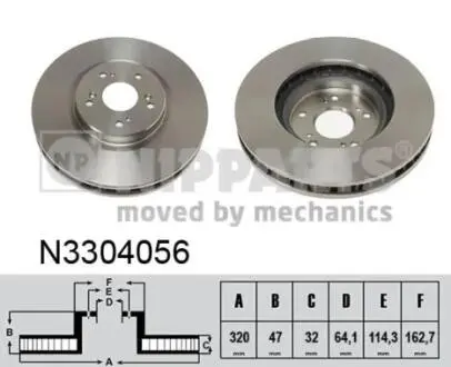N3304056 Тормозной диск NIPPARTS підбір по vin на Brocar