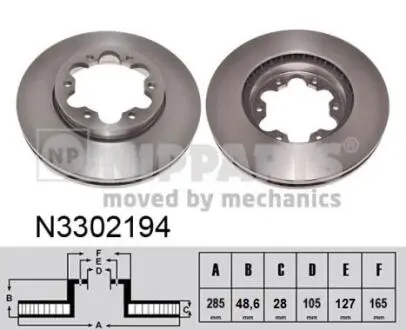 N3302194 Тормозной диск NIPPARTS подбор по vin на Brocar