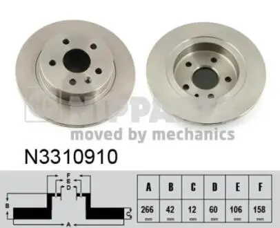 N3310910 Гальмівний диск NIPPARTS підбір по vin на Brocar