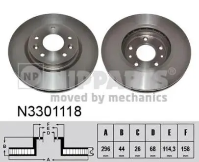 N3301118 Гальмівний диск NIPPARTS підбір по vin на Brocar