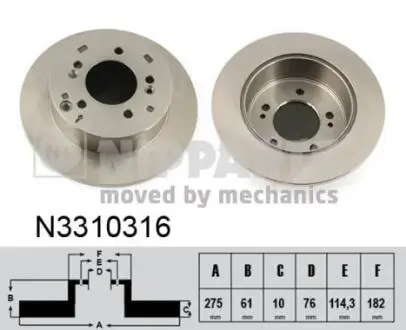 N3310316 Гальмівний диск NIPPARTS підбір по vin на Brocar