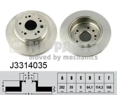 J3314035 Гальмівний диск NIPPARTS підбір по vin на Brocar