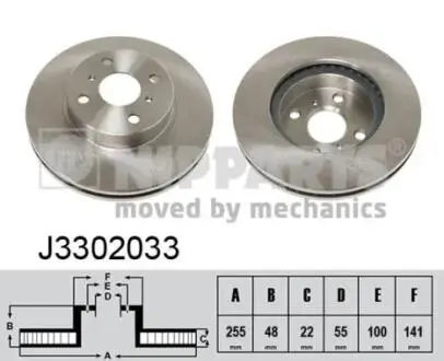 J3302033 Тормозной диск NIPPARTS подбор по vin на Brocar