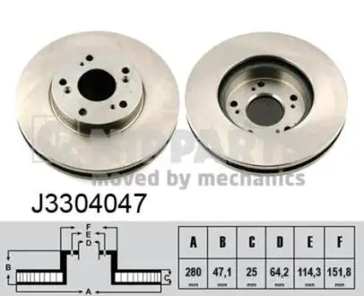J3304047 Тормозной диск NIPPARTS підбір по vin на Brocar