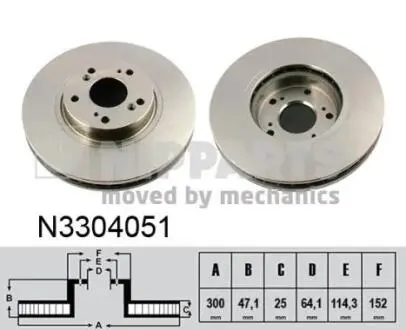 N3304051 Тормозной диск NIPPARTS підбір по vin на Brocar