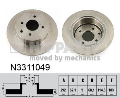 N3311049 Гальмівний диск NIPPARTS підбір по vin на Brocar