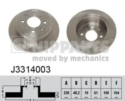 J3314003 Тормозной диск NIPPARTS подбор по vin на Brocar