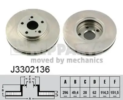 J3302136 Гальмівний диск NIPPARTS підбір по vin на Brocar