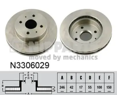 N3306029 Гальмівний диск NIPPARTS підбір по vin на Brocar