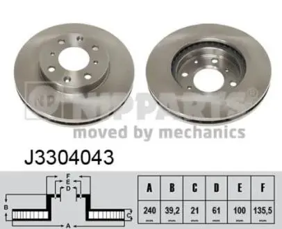 J3304043 Тормозной диск NIPPARTS підбір по vin на Brocar