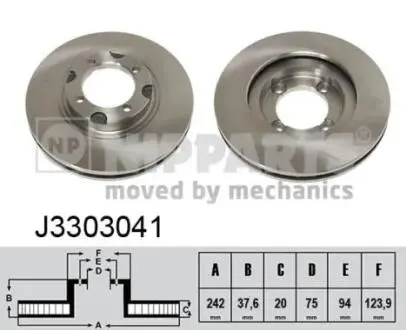 J3303041 Тормозной диск NIPPARTS подбор по vin на Brocar