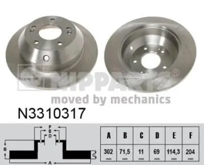 N3310317 Тормозной диск NIPPARTS подбор по vin на Brocar