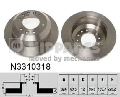N3310318 Гальмівний диск NIPPARTS підбір по vin на Brocar