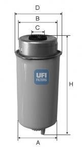2445500 Топливный фильтр 24.455.00 UFI UFI підбір по vin на Brocar