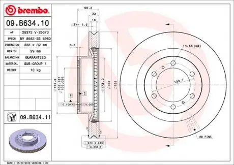 09B63411 Гальмівний диск BREMBO підбір по vin на Brocar