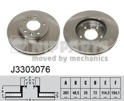 J3303076 Тормозной диск NIPPARTS подбор по vin на Brocar