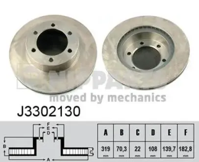 J3302130 Тормозной диск NIPPARTS подбор по vin на Brocar