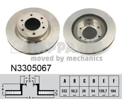 N3305067 Гальмівний диск NIPPARTS підбір по vin на Brocar