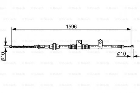 1987482520 Трос ручника (L) Mitsubishi Lancer 08- (1596mm) BOSCH підбір по vin на Brocar