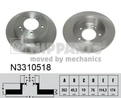 N3310518 Тормозной диск NIPPARTS подбор по vin на Brocar