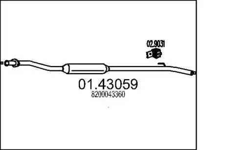 0143059 Труба глушника MTS підбір по vin на Brocar