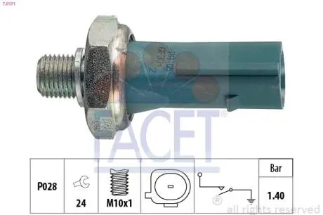 70171 Датчик тиску FACET підбір по vin на Brocar