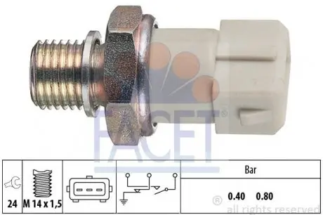 70070 Датчик давления масла (0,4bar/3 конт./белый) Kadett E 1.3-1.6 FACET подбор по vin на Brocar