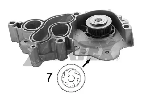 2076 Помпа води Audi A3 1.4TFSI 12-14/Seat Ibiza IV/V/Skoda Fabia III/VW Polo 1.0/1.0TSI 14- (7 лопастей) AIRTEX підбір по vin на Brocar