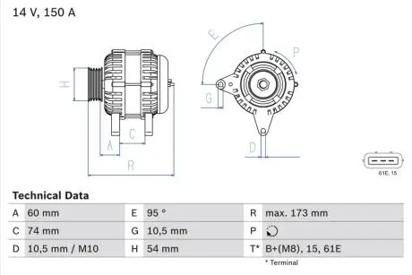0986045031 Генератор BOSCH підбір по vin на Brocar
