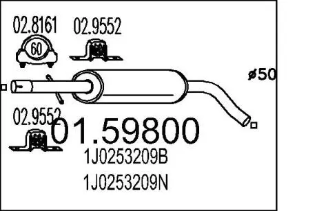 0159800 Резонатор MTS підбір по vin на Brocar