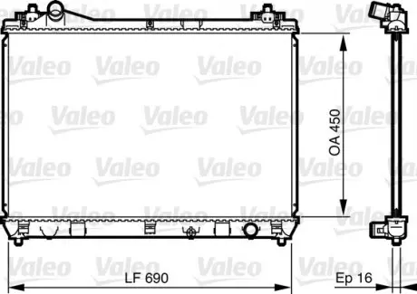 735433 Радіатор охолодження Suzuki Grand Vitara II 1.6/2.4 05- (698x450x16) d1=34mm/d2=34.5mm VALEO підбір по vin на Brocar