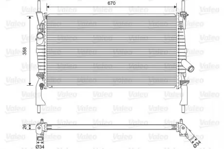701606 Радіатор охолодження Ford Transit 2.2/2.4/3.2TDCi 06-14 (-AC) VALEO підбір по vin на Brocar