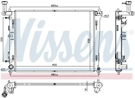 66676 Радіатор охолодження Kia Ceed/Ceed SW/Pro Ceed 1.4/1.6/2.0 i 06-13 NISSENS підбір по vin на Brocar