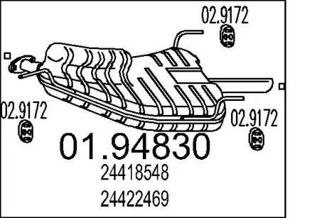 0194830 Глушник MTS подбор по vin на Brocar