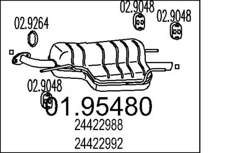 0195480 Глушник MTS підбір по vin на Brocar