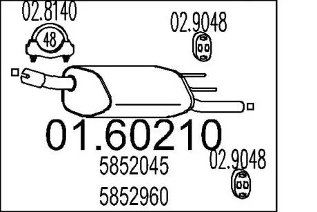 0160210 Глушник MTS підбір по vin на Brocar