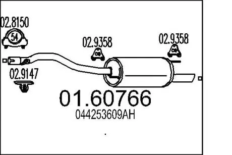 0160766 Глушник MTS підбір по vin на Brocar