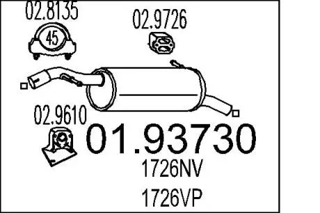 0193730 Глушник MTS підбір по vin на Brocar