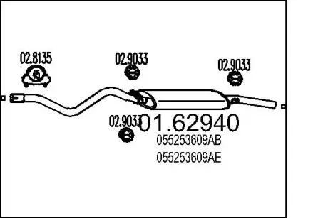 0162940 Глушник MTS підбір по vin на Brocar