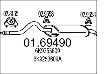 0169490 Глушник MTS підбір по vin на Brocar