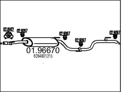 0196670 Глушник MB Vito (W638) 2.2CDI MTS підбір по vin на Brocar