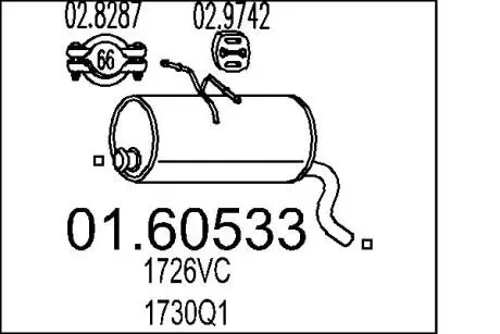 0160533 Глушник MTS підбір по vin на Brocar