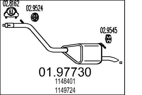 0197730 Глушник MTS підбір по vin на Brocar