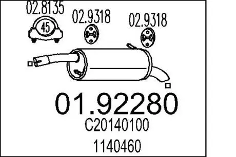 0192280 Глушник MTS підбір по vin на Brocar