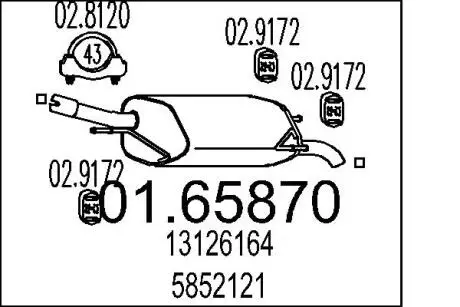 0165870 Глушник MTS підбір по vin на Brocar