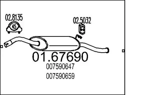 0167690 Глушник MTS підбір по vin на Brocar